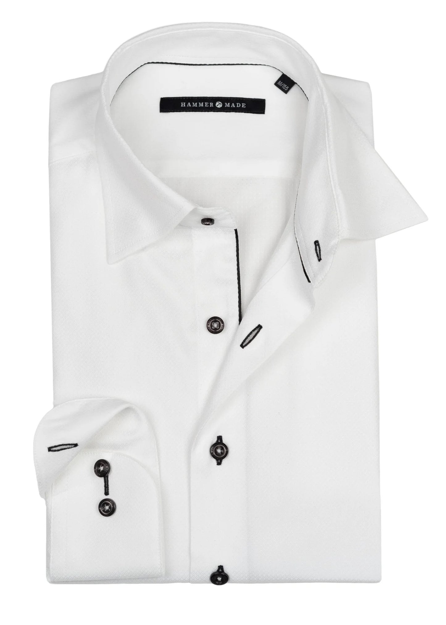 Premium White Full Sleeve Cotton Formal Shirt with Contrast Black Buttons