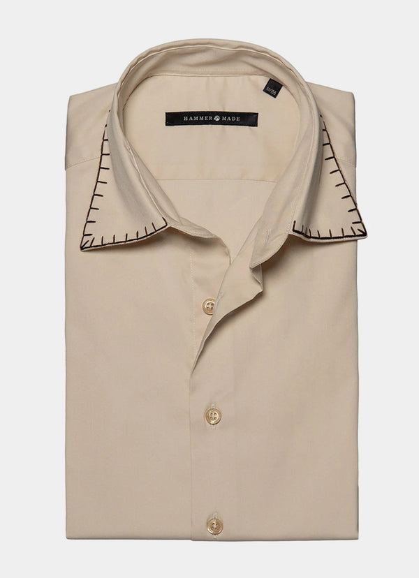 Premium Beige Solid Full Sleeve Cotton Casual Formal Shirt