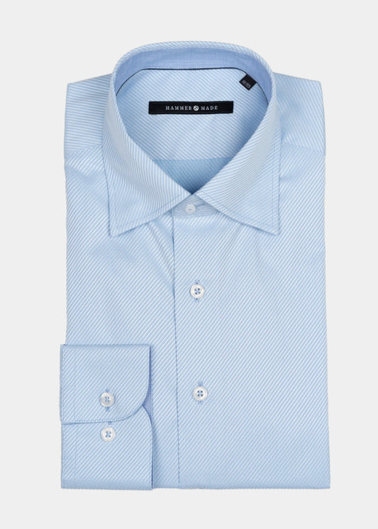 Premium Sky Blue Pinstripe Full Sleeve Cotton Formal Shirt